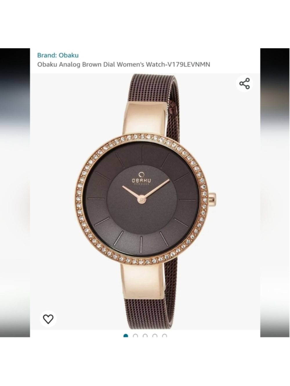Obaku Analog Brown Dial Women's Watch-V179LEVNMN